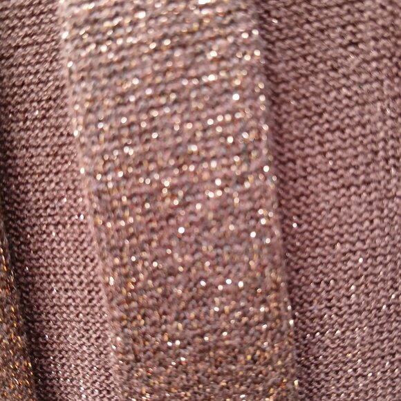 Textured Brown Ribbed Knit Sweater Shimmery Bronze Metallic Knit  Sweater Sz L - Picture 4 of 6
